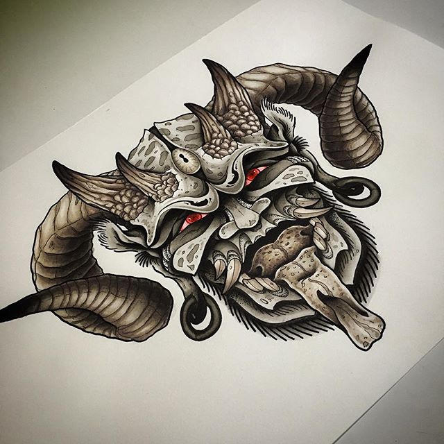 640x640 Drawn Demon Head - Demon Head Drawing
