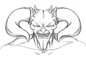 302x209 How To Draw The Devil, Step - Demon Head Drawing