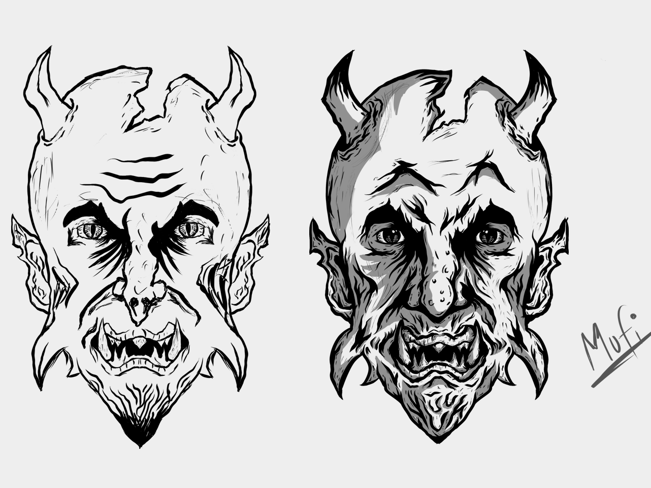 1282x962 Amazing Demonhead Illustration - Demon Head Drawing