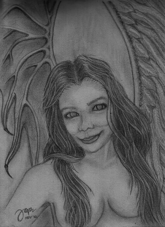 654x900 Demon Or Angel Drawing - Demon Pencil Drawing