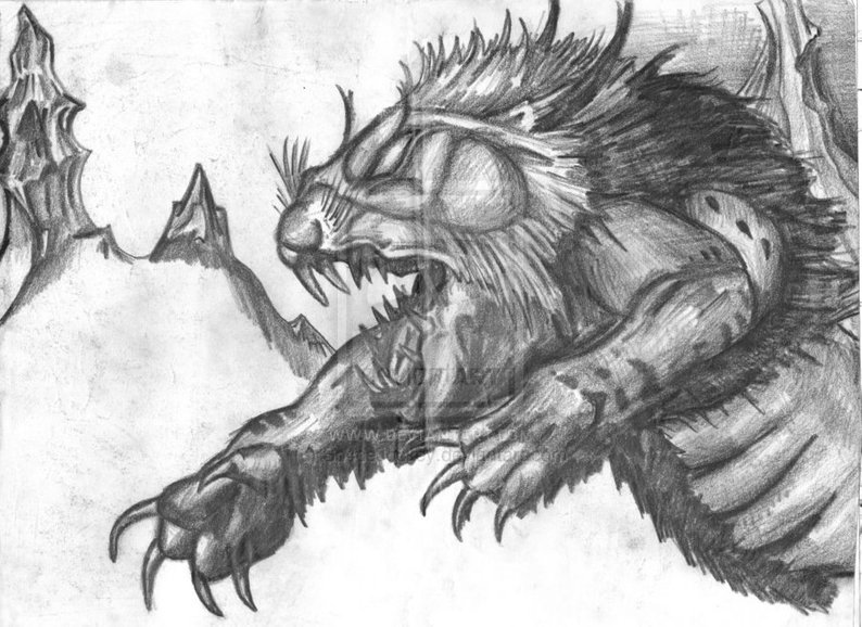 794x578 Lion Demon Cat Art Pencil Drawing Signed High Quality Print Etsy - Demon Pencil Drawing