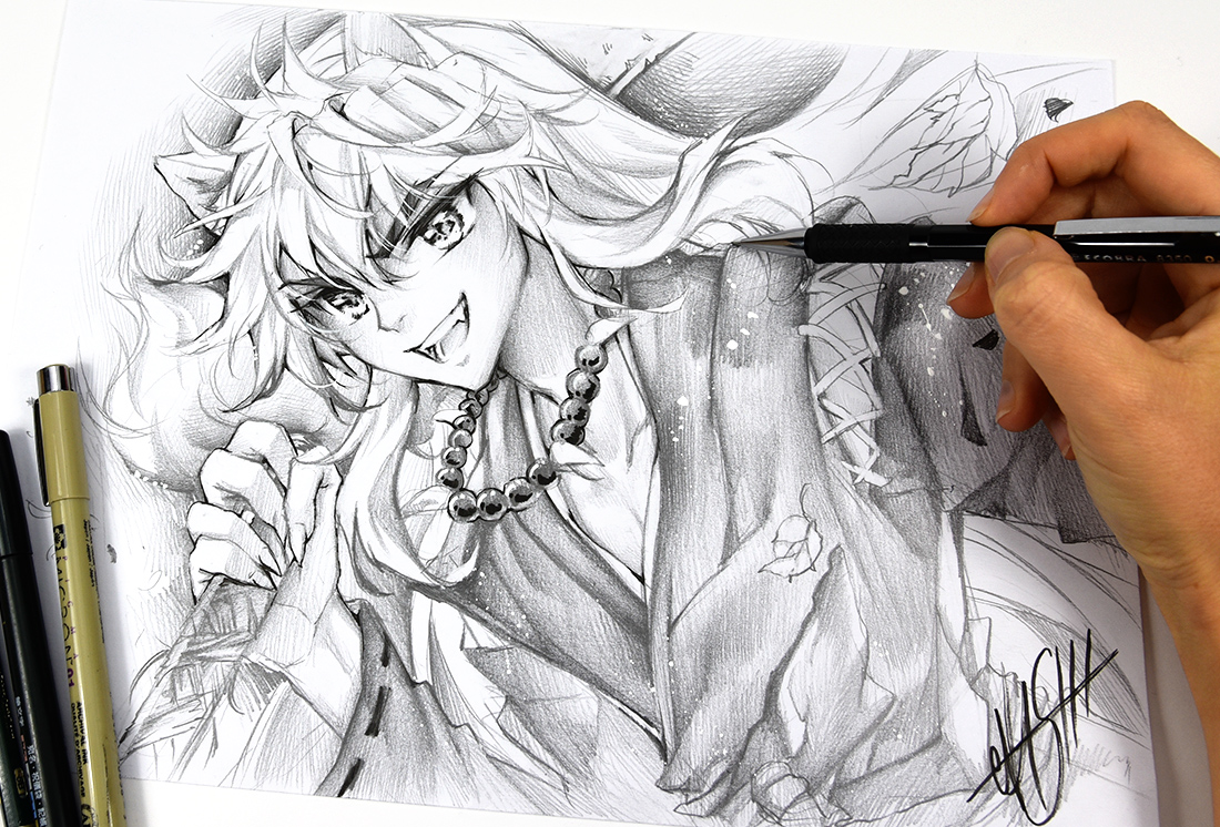 1100x746 Original Pencil Drawing Dog Demon Nashshop Online Store - Demon Pencil Drawing