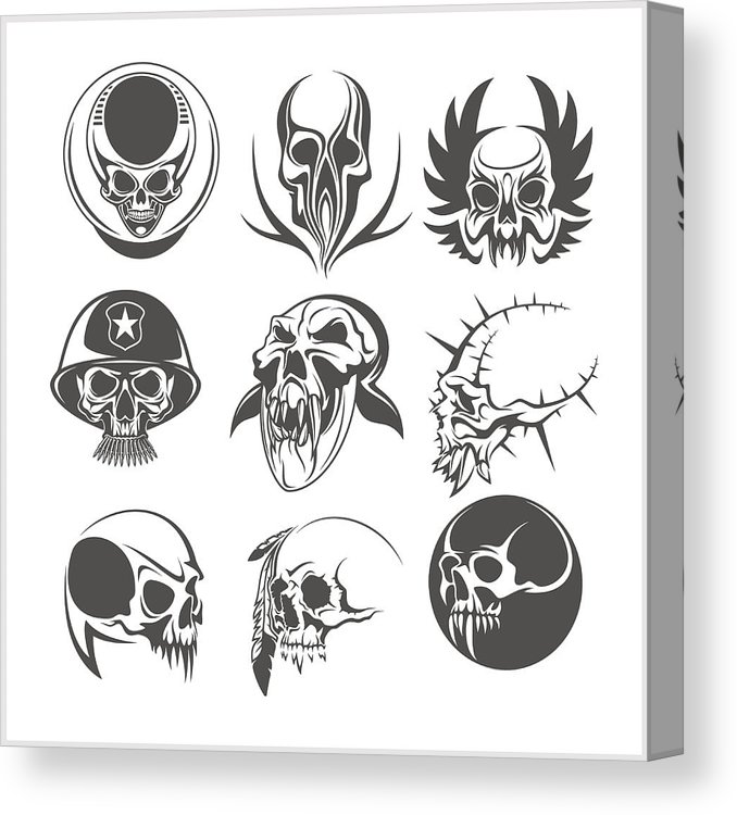678x750 Demon Skull On White Canvas Print Canvas Art - Demon Skull Drawing