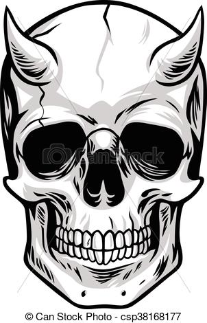 302x470 Demon Head Skull Vector - Demon Skull Drawing