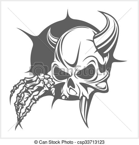 450x470 demon skull on white demon scary skull isolated on white background - Demon Skull Drawing