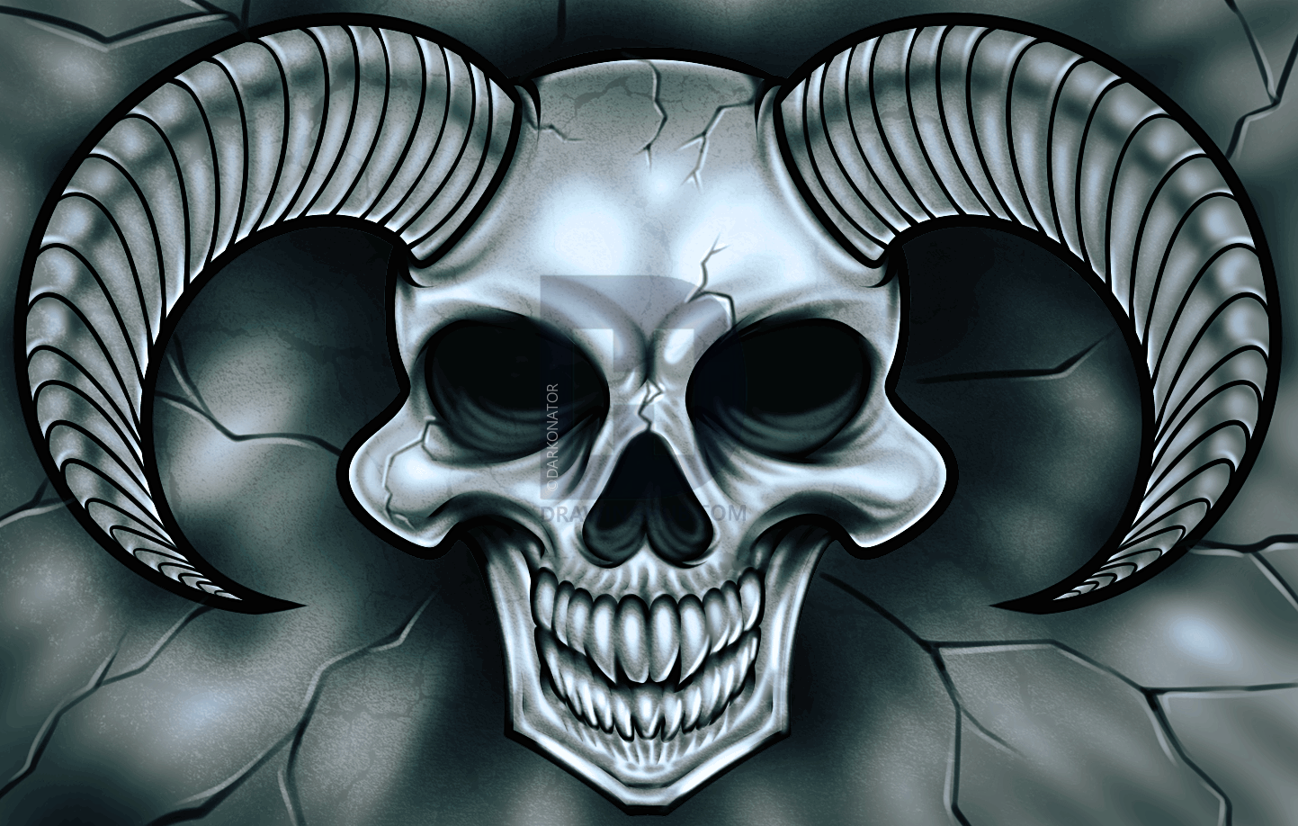 1443x918 How To Draw A Devil Skull, Devil Skull Tattoo, Step - Demon Skull Drawing