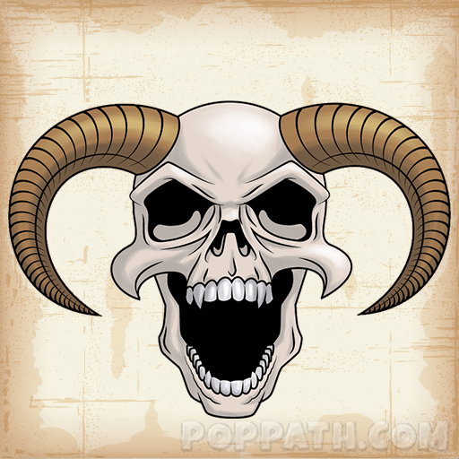 512x512 How To Draw A Devil Skull Pop Path - Demon Skull Drawing