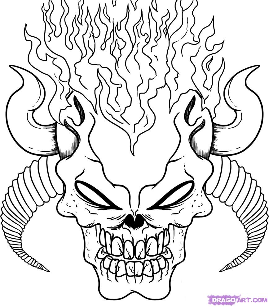 868x988 How To Draw Demon Skulls, Step - Demon Skull Drawing