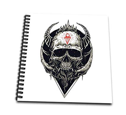 425x386 Black And White Demon Skull With Horns Horror - Demon Skull Drawing