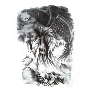 300x300 Body Art Demon Skull Pattern Removable Decoration Sticker Decal - Demon Skull Drawing