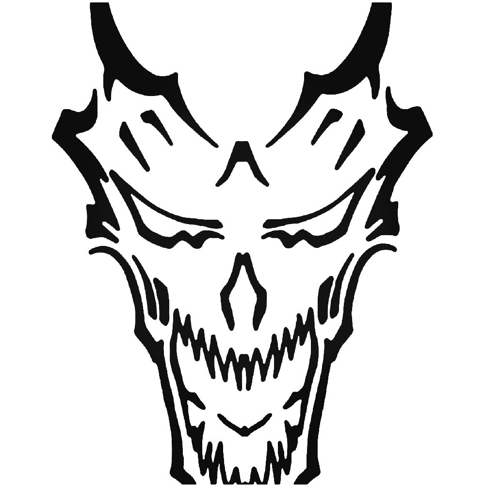 1000x1000 Demon Skull Sticker - Demon Skull Drawing