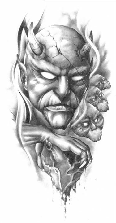 375x720 David Demon Tattoo, Skull Tattoo Design - Demon Tattoo Drawings