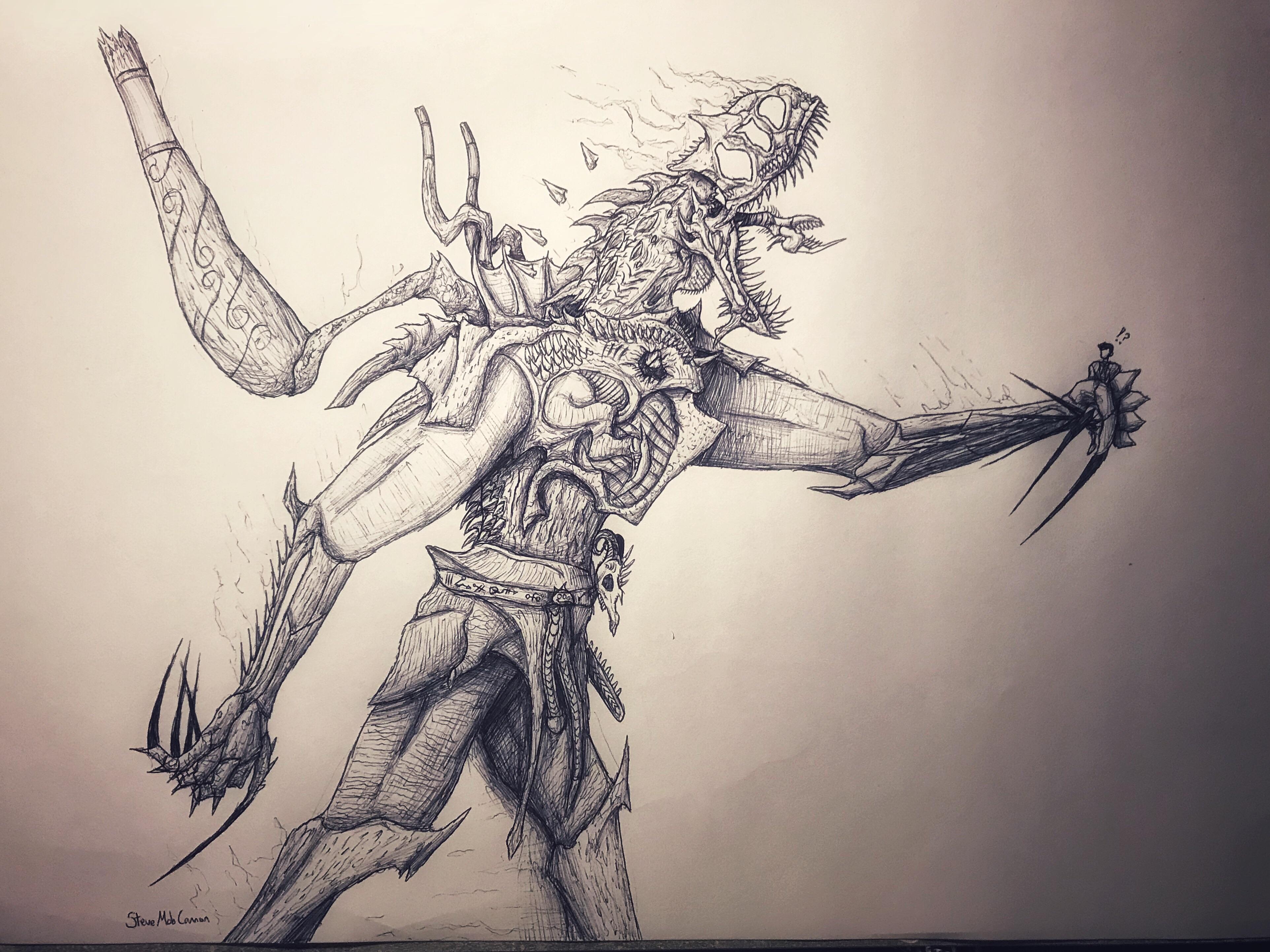 3848x2886 Lord Drornorushnax, Carnotaurus A Great Demon Warrior - Demon Warrior Drawings