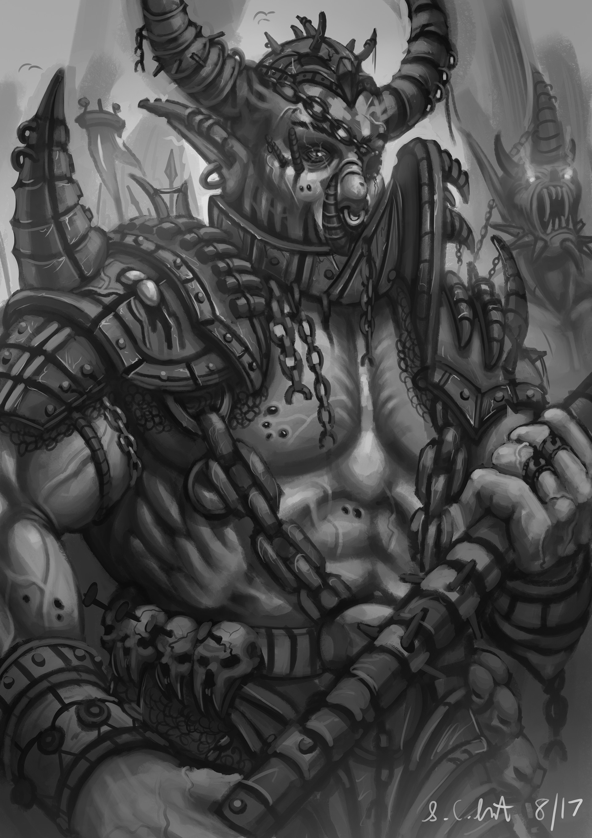 1920x2716 Samuel Smith - Demon Warrior Drawings