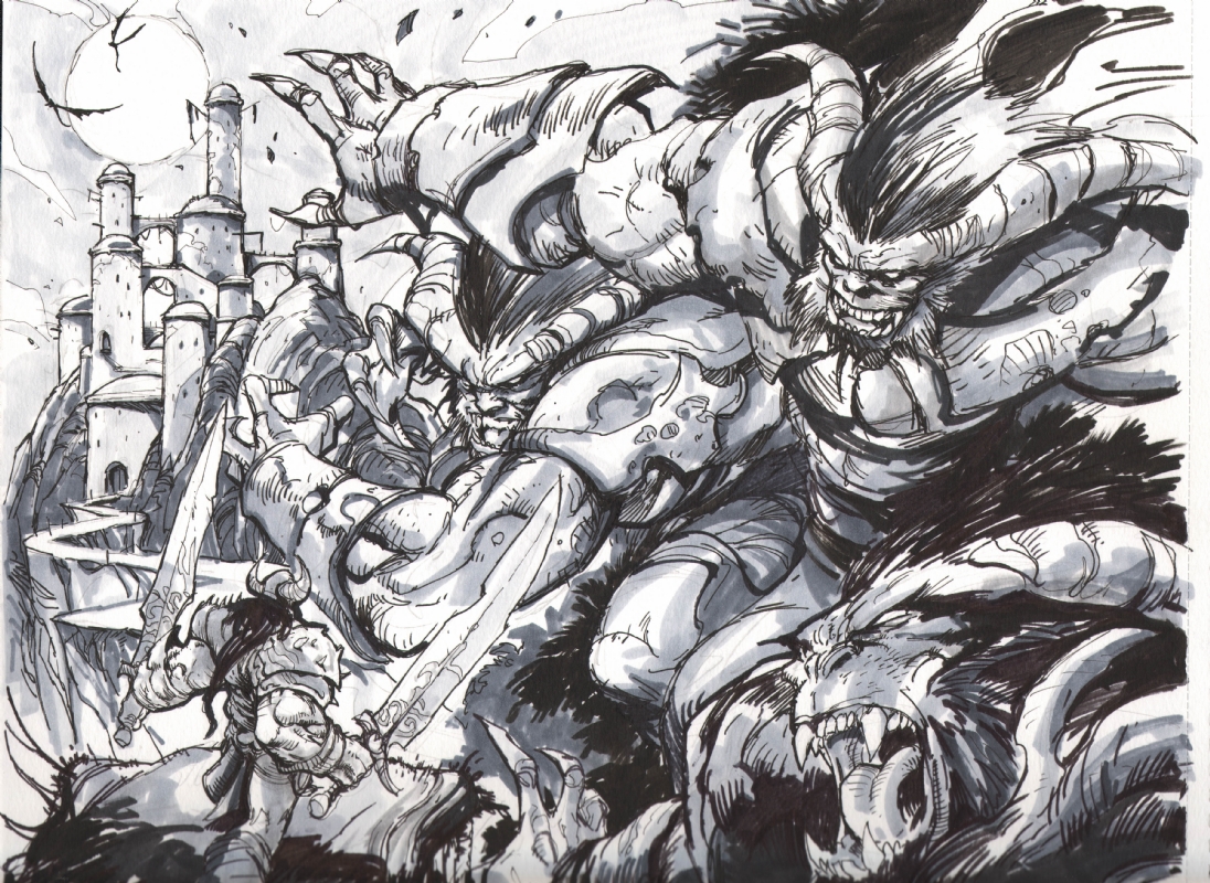 1096x800 Demon Warrior, In John Rugr's's Romano Molenaar Comic Art Gallery Room - Demon Warrior Drawings