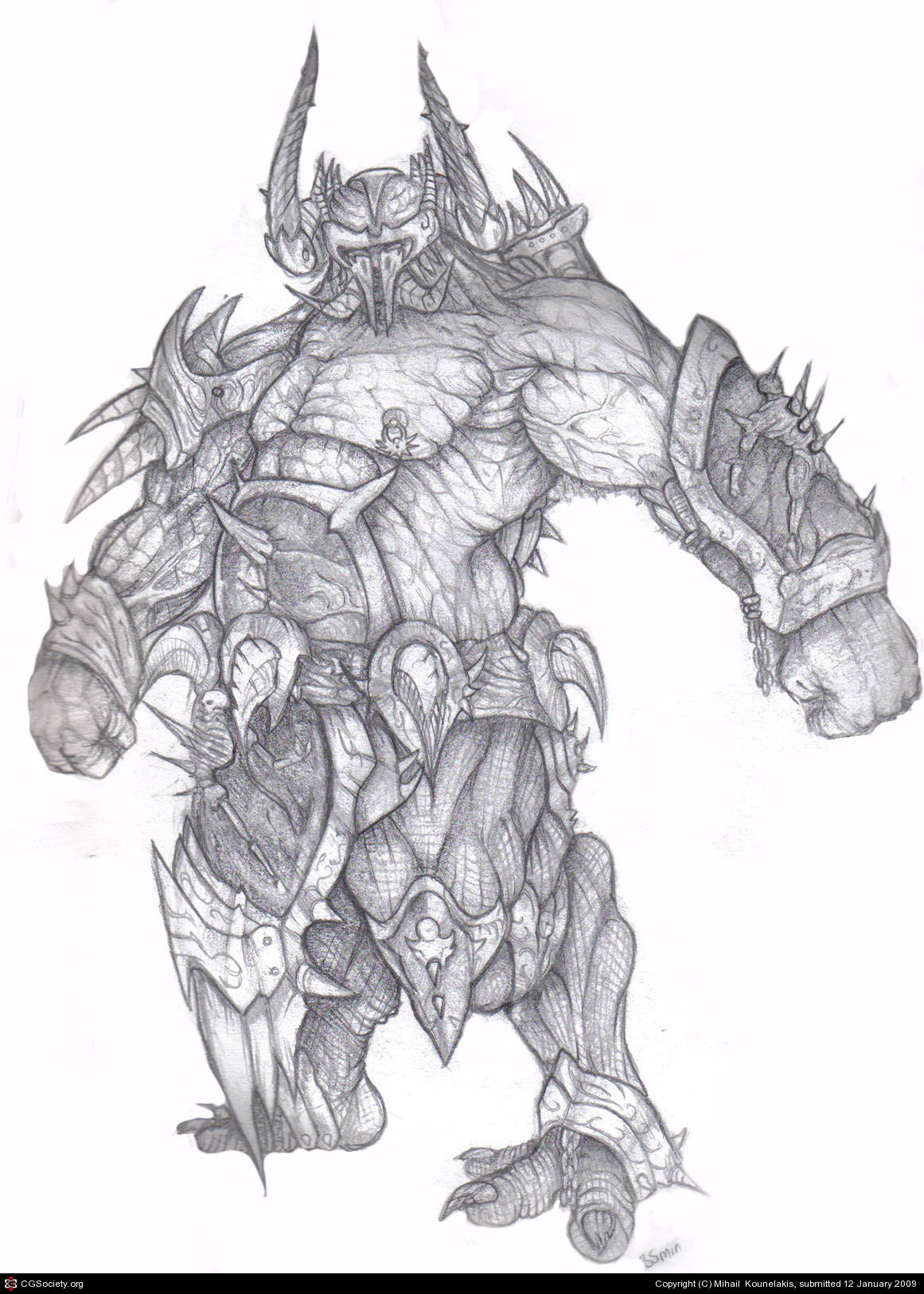 1161x1626 Demon Drawing Warrior For Free Download - Demon Warrior Drawings