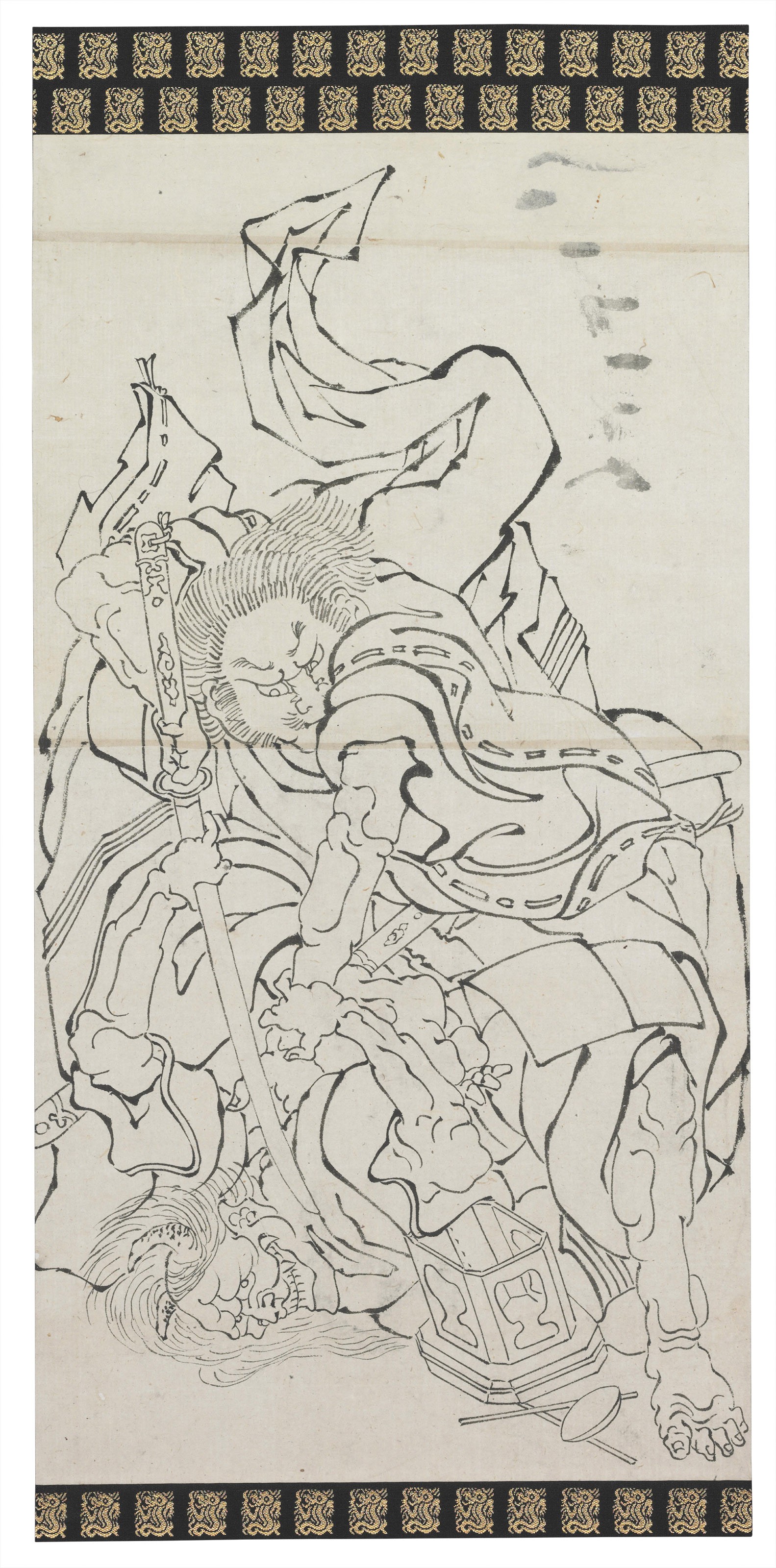 1583x3200 Circle Of Katsushika Hokusai - Demon Warrior Drawings
