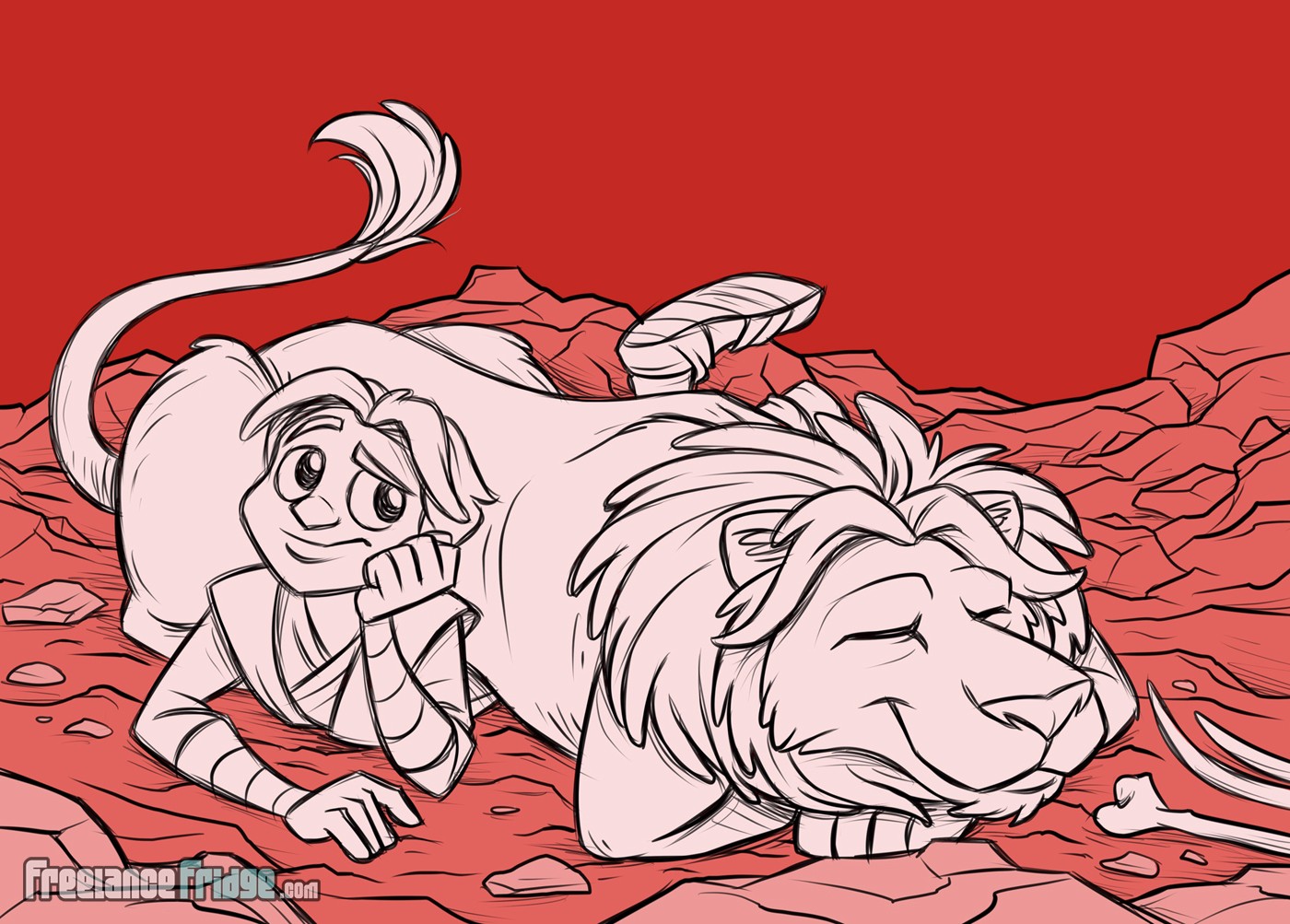 1400x1003 daniel and the lion's den children's book illustrations - Den Drawing