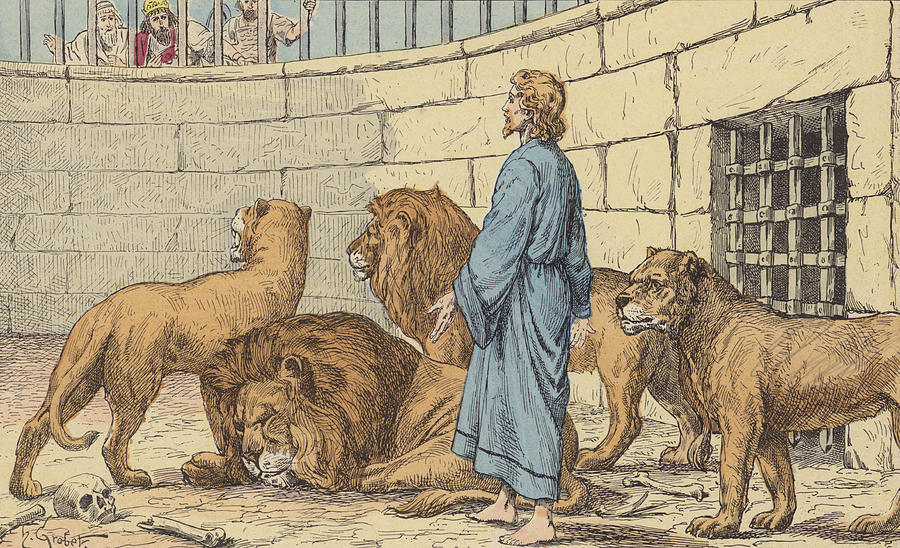 900x548 daniel in the lions' den drawing - Den Drawing