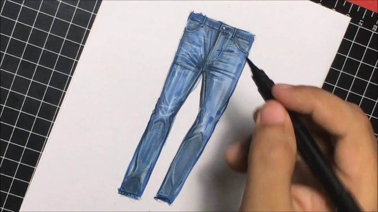 1280x720 drawing and colouring jeans - Denim Drawing
