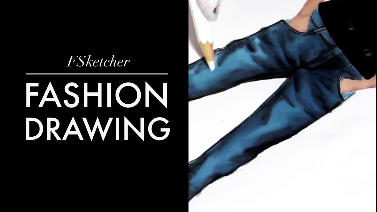 1280x720 how to draw denim trousers fashion drawing - Denim Drawing