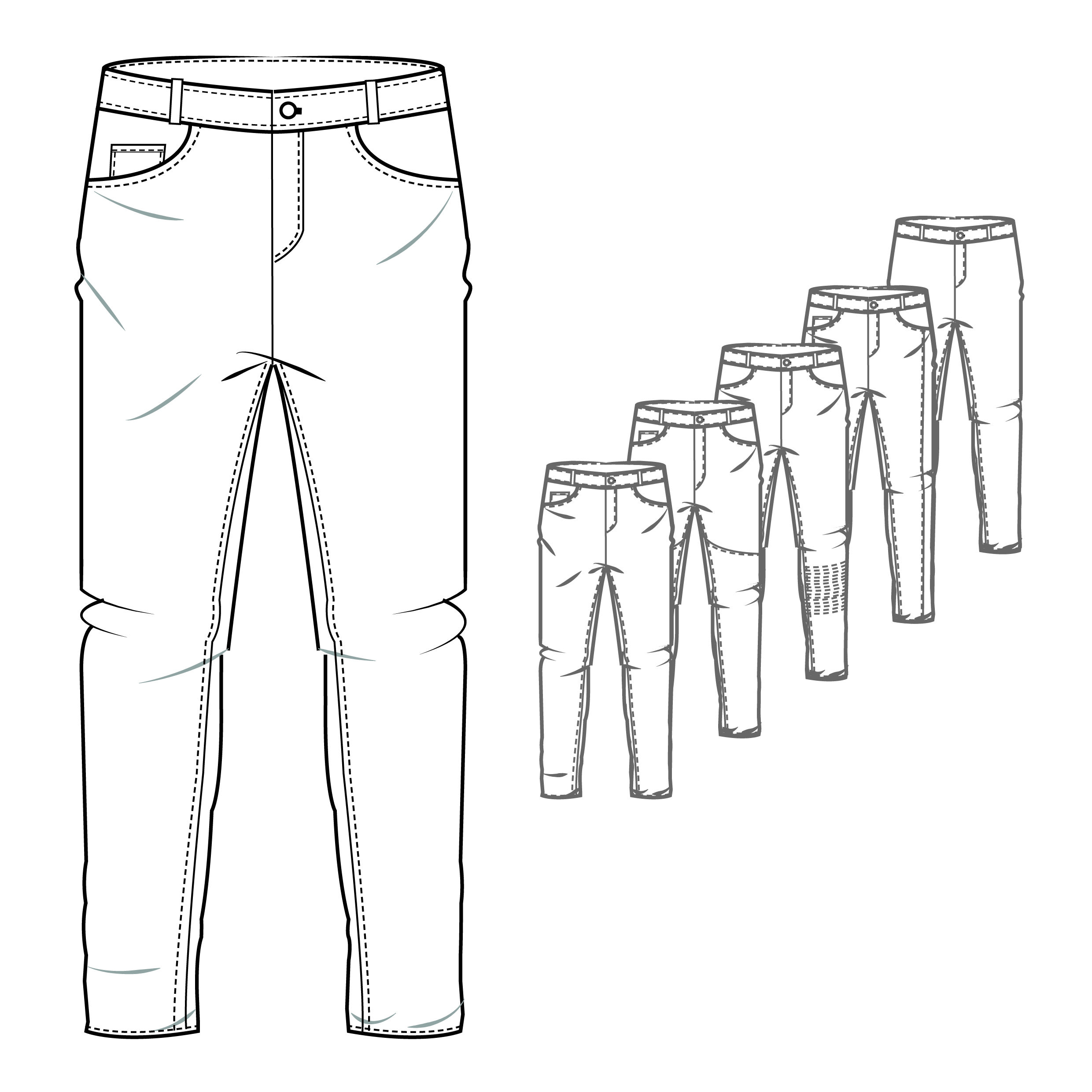2480x2480 men's denim jeans style trouser technical drawing portfolio - Denim Drawing