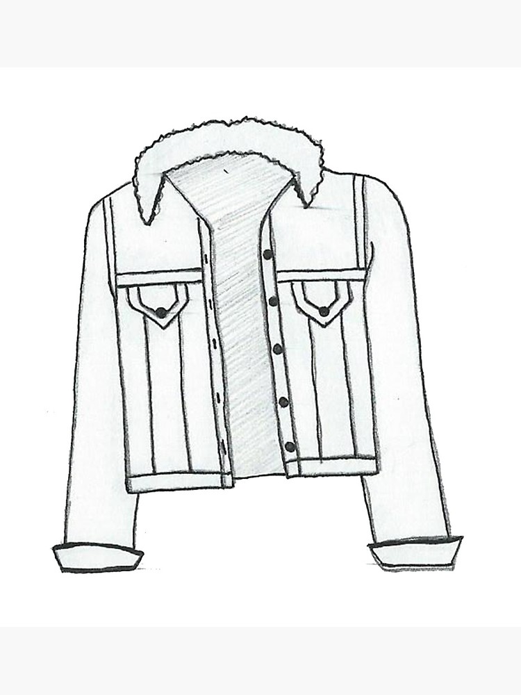 750x1000 scribbly denim jacket drawing photographic print - Denim Drawing