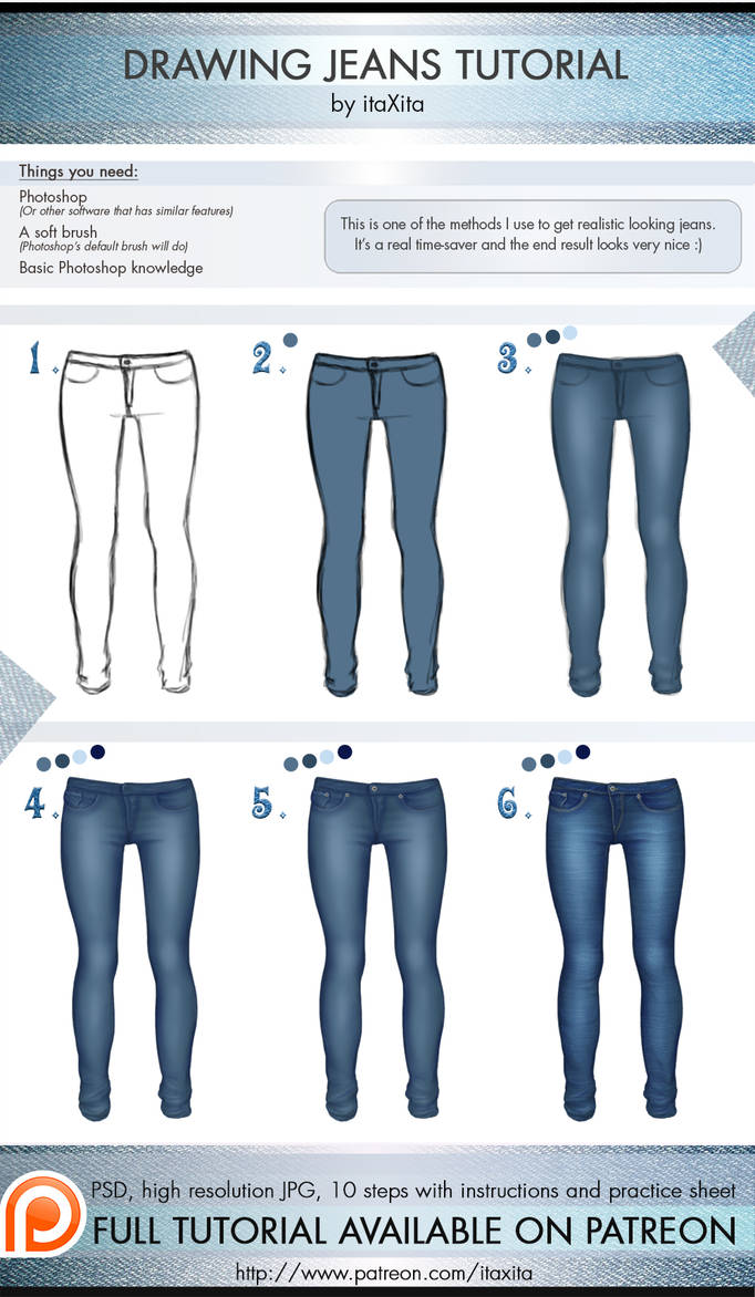 682x1172 drawing jeans tutorial - Denim Drawing