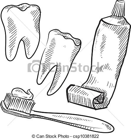 444x470 dental hygiene objects sketch doodle style dentist vector - Dentist Drawing