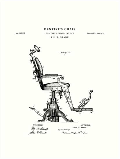413x549 Dentist Patent Drawing Blueprint Art Prints - Dentist Drawing