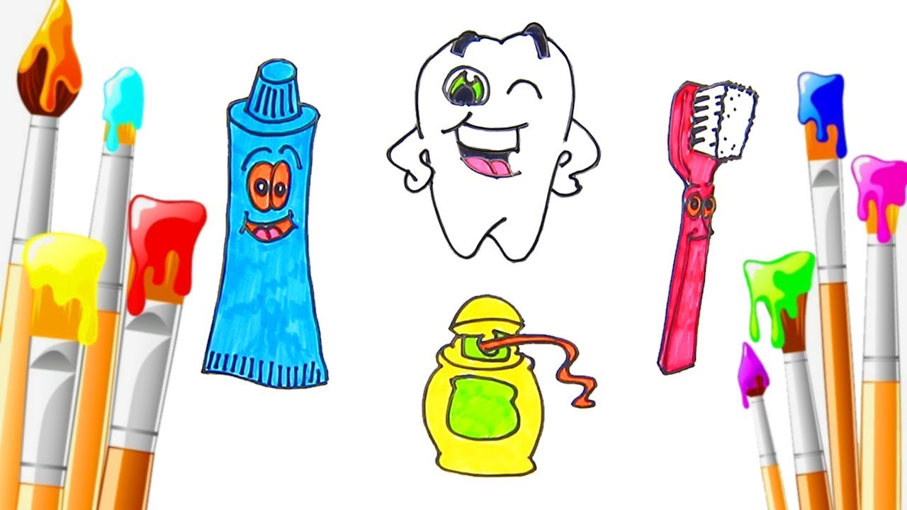 1280x720 How To Draw Dentist Tools Coloring Pages Drawing Video For Kids - Dentist Drawing