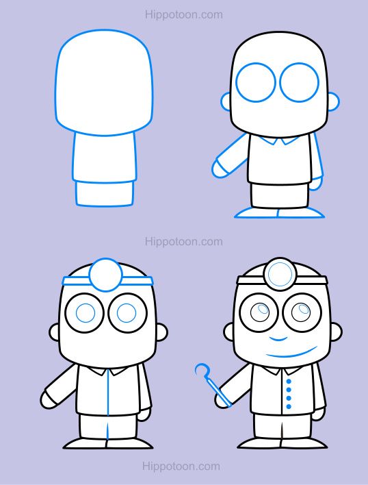 538x708 Simple Drawing Lesson On How To Draw A Cartoon Dentist Paintings - Dentist Drawing