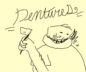 300x250 Tv Commercial For Dentures, Guy Holding Flag Drawing - Dentures Drawing