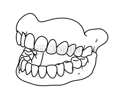 400x343 Dental Prosthesis, A Hand Drawn Vector Doodle Illustration - Dentures Drawing