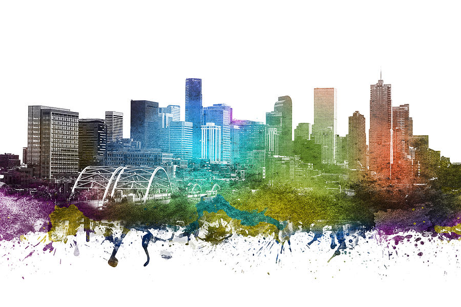 900x600 denver cityscape digital art - Denver Drawing