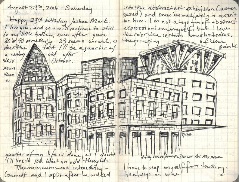 794x606 Fine Art Print Of Ink Drawing From Artist Travel Journal Etsy - Denver Drawing