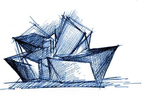 491x334 libeskind's working sketches the denver post - Denver Drawing