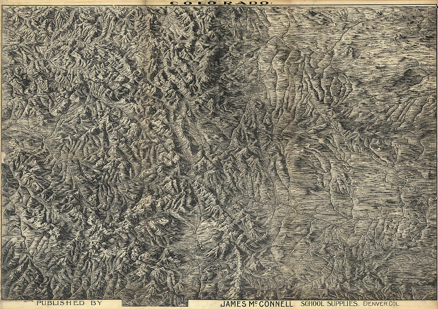 900x635 Antique Map - Denver Drawing