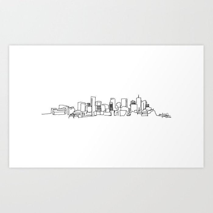 700x700 denver skyline drawing art print - Denver Skyline Drawing