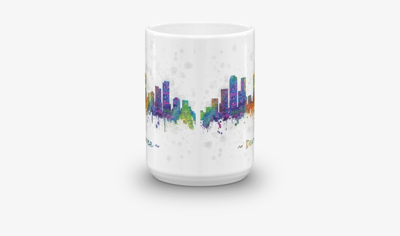 820x483 denver skyline watercolor drawing coffee mug - Denver Skyline Drawing