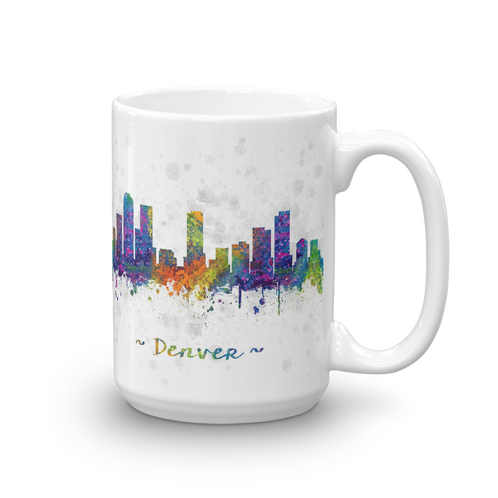 498x498 denver skyline watercolor drawing coffee mug denver coffee mugs - Denver Skyline Drawing