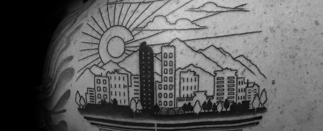 640x260 denver skyline tattoo designs for men - Denver Skyline Drawing