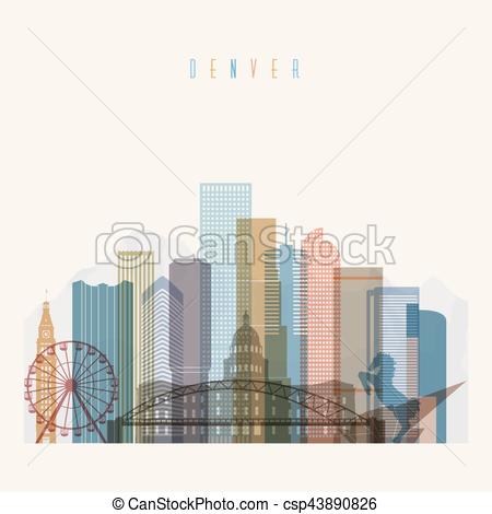 450x470 transparent styled denver state colorado skyline detailed - Denver Skyline Drawing