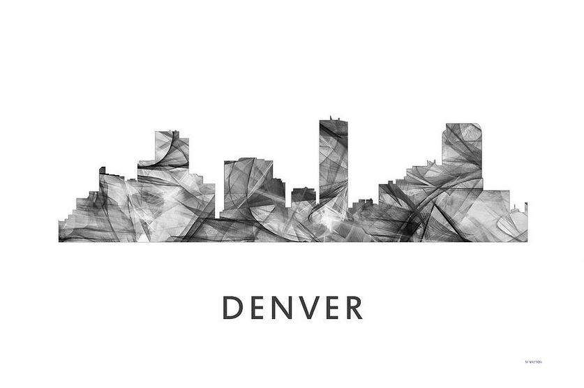 837x556 denver, colorado skyline wb bw on storenvy - Denver Skyline Drawing