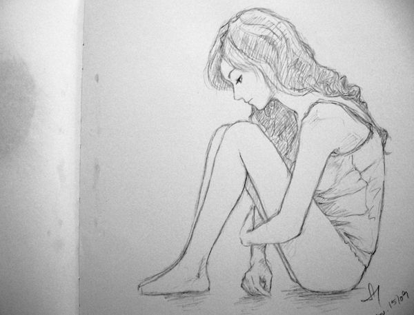 600x457 Drawings In Drawings, Sad Drawings, Art - Depressed Girl Crying Drawing