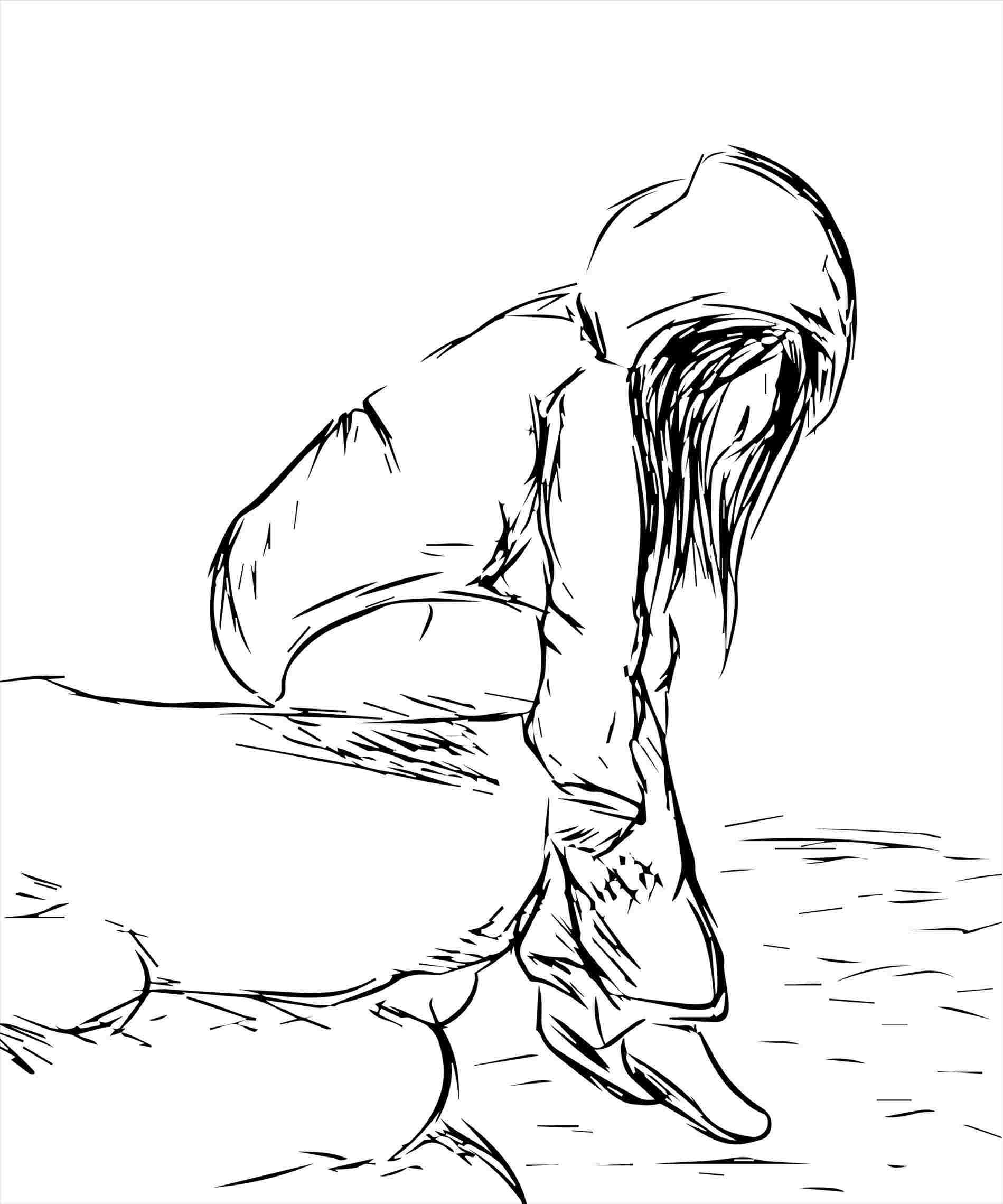 1899x2279 Sketch Sad Girls Pics - Depressed Girl Crying Drawing