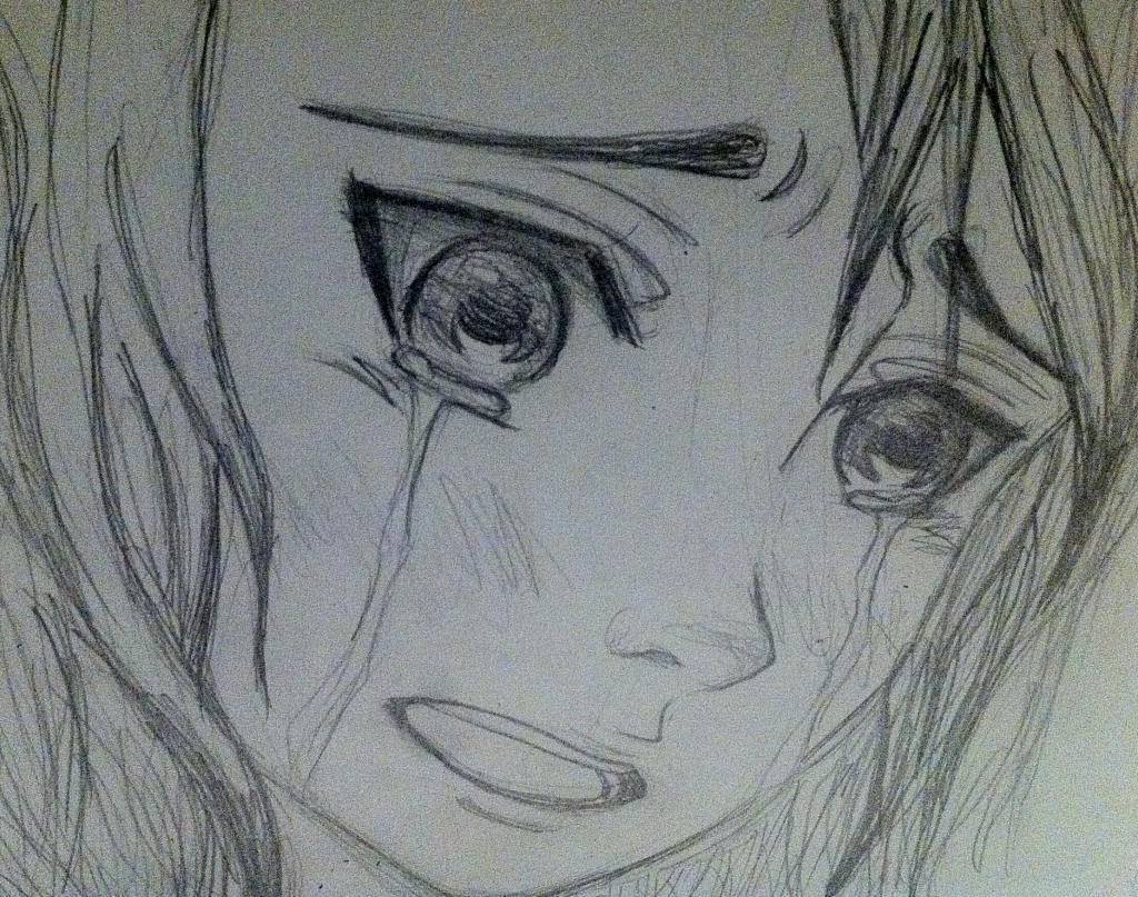 1024x807 Crying Girl Sketch - Depressed Girl Crying Drawing