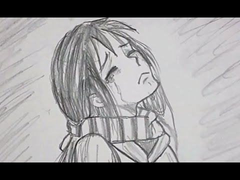 480x360 draw sad, cry girl emotion character - Depressed Girl Crying Drawing