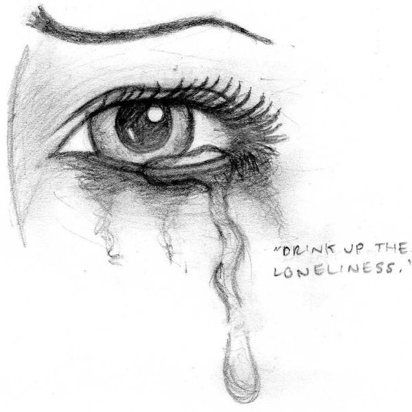 600x600 Crying Eye - Depressed Girl Crying Drawing