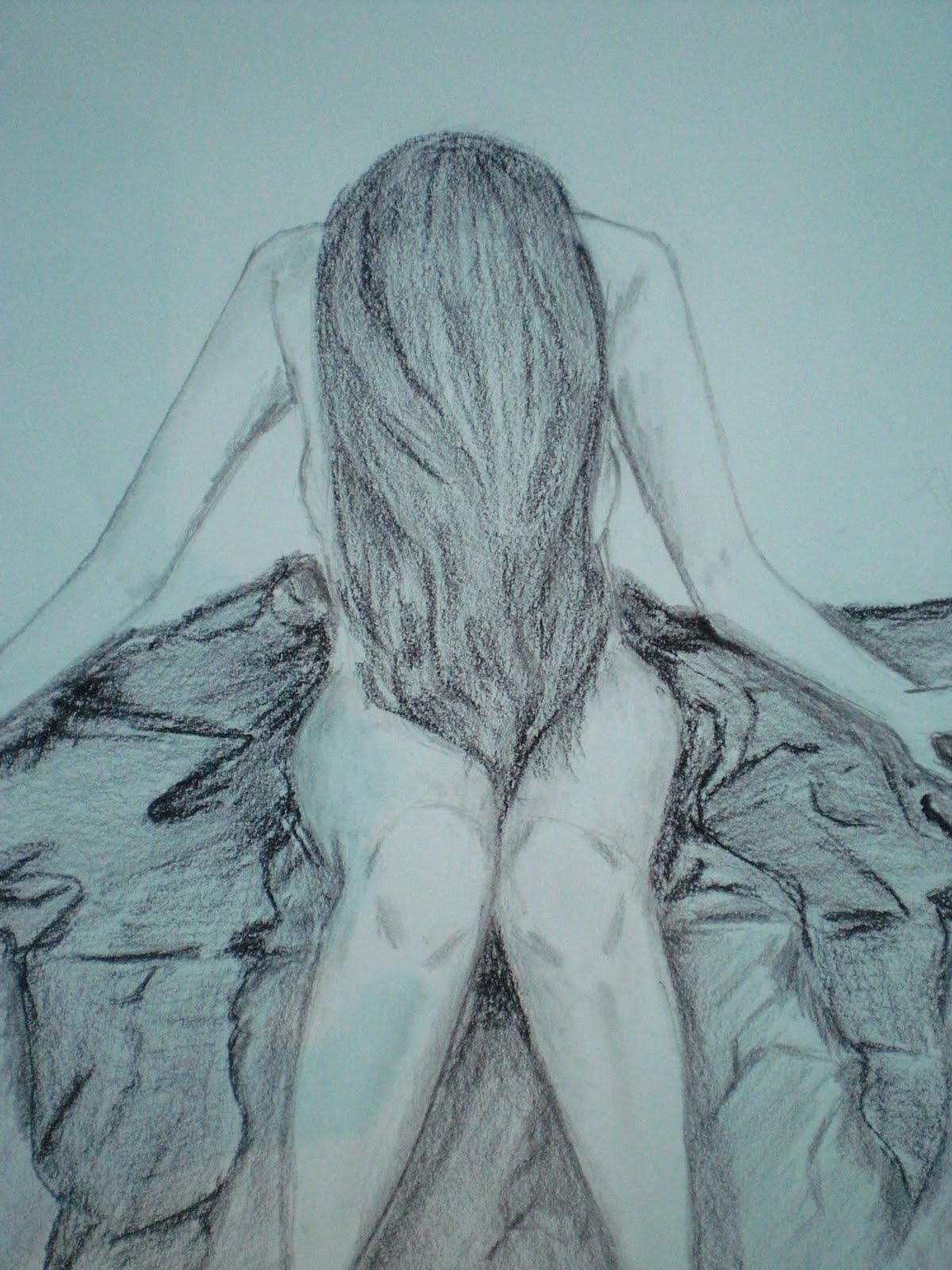 1200x1600 depressed girl sketch sketch draw of alone girl depressed girl - Depressed Girl Crying Drawing